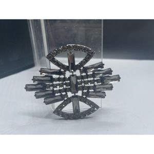 Cresta Crystal Brooch Pin Dark Stones Geometric Print Pin
